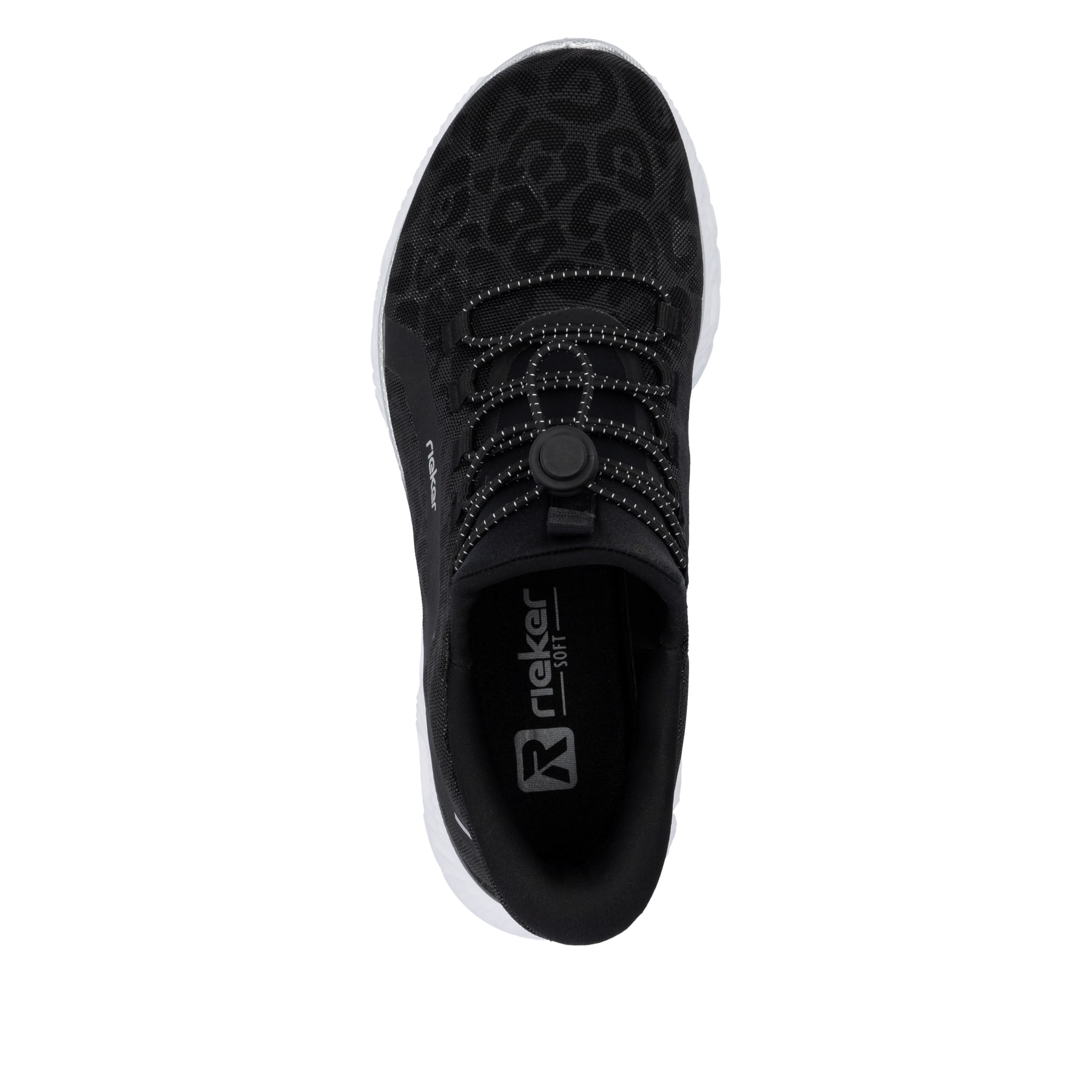Baskets basses Rieker noires femme M6066-01 avec option easy in facile. Chaussure vue de dessus.