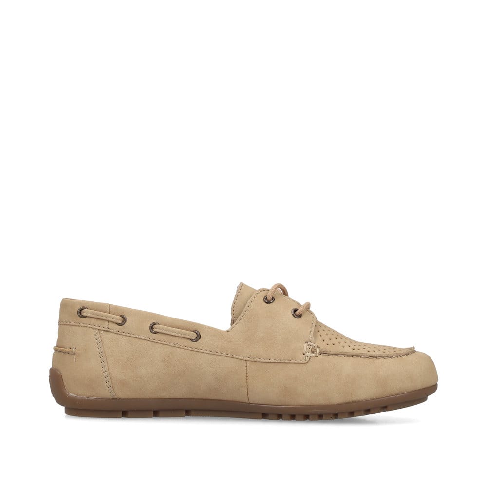 Beige Rieker Damen Schnürschuhe 43800-60 mit einer herausnehmbaren Einlegesohle. Schuh Innenseite.