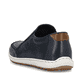 Blaue Rieker Herren Slipper 08868-15 mit Elastikeinsatz sowie Löcheroptik. Schuh von hinten.