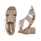 Beige Rieker Riemchensandaletten 64773-61 mit Strasssteinen. Schuh von oben, liegend.