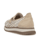 Mocassins Rieker beiges pour femme 49042-62 en cuir velours. Chaussure vue de l'arrière.