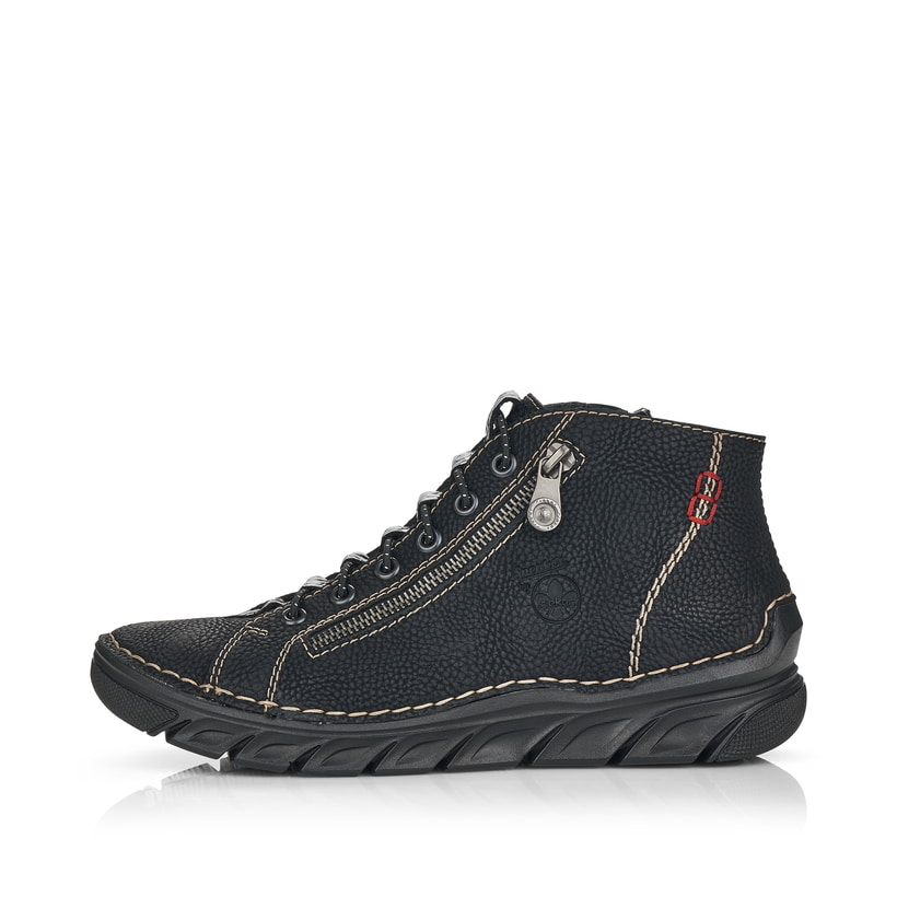 Graue Rieker Damen Schnürstiefel 55031-45 mit einer schockabsorbierenden Sohle. Schuh Innenseite