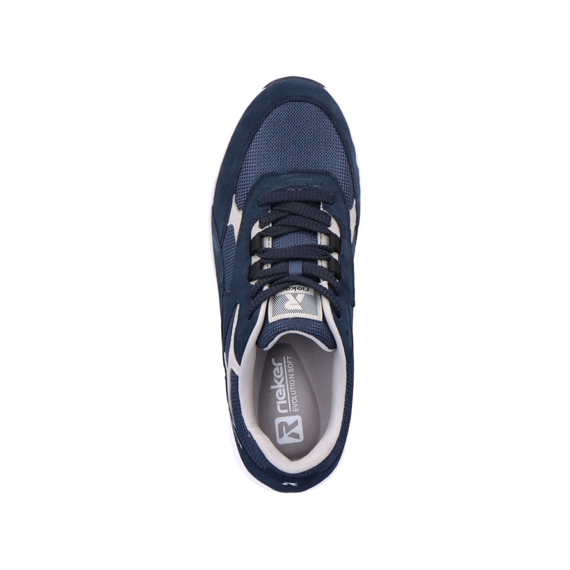 Blaue Rieker Herren Sneaker Low 07000-14 mit flexibler und super leichter Sohle. Schuh von oben.