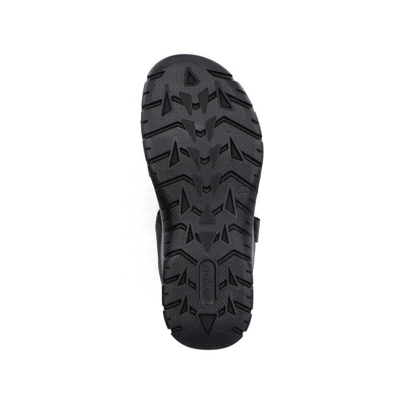 Schwarze Rieker Herren Trekkingsandalen 26952-00 mit einem Klettverschluss. Schuh Laufsohle.