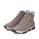 Braune Rieker Damen Schnürstiefel 45962-25 mit modernen Ziernähten. Schuhpaar seitlich schräg.