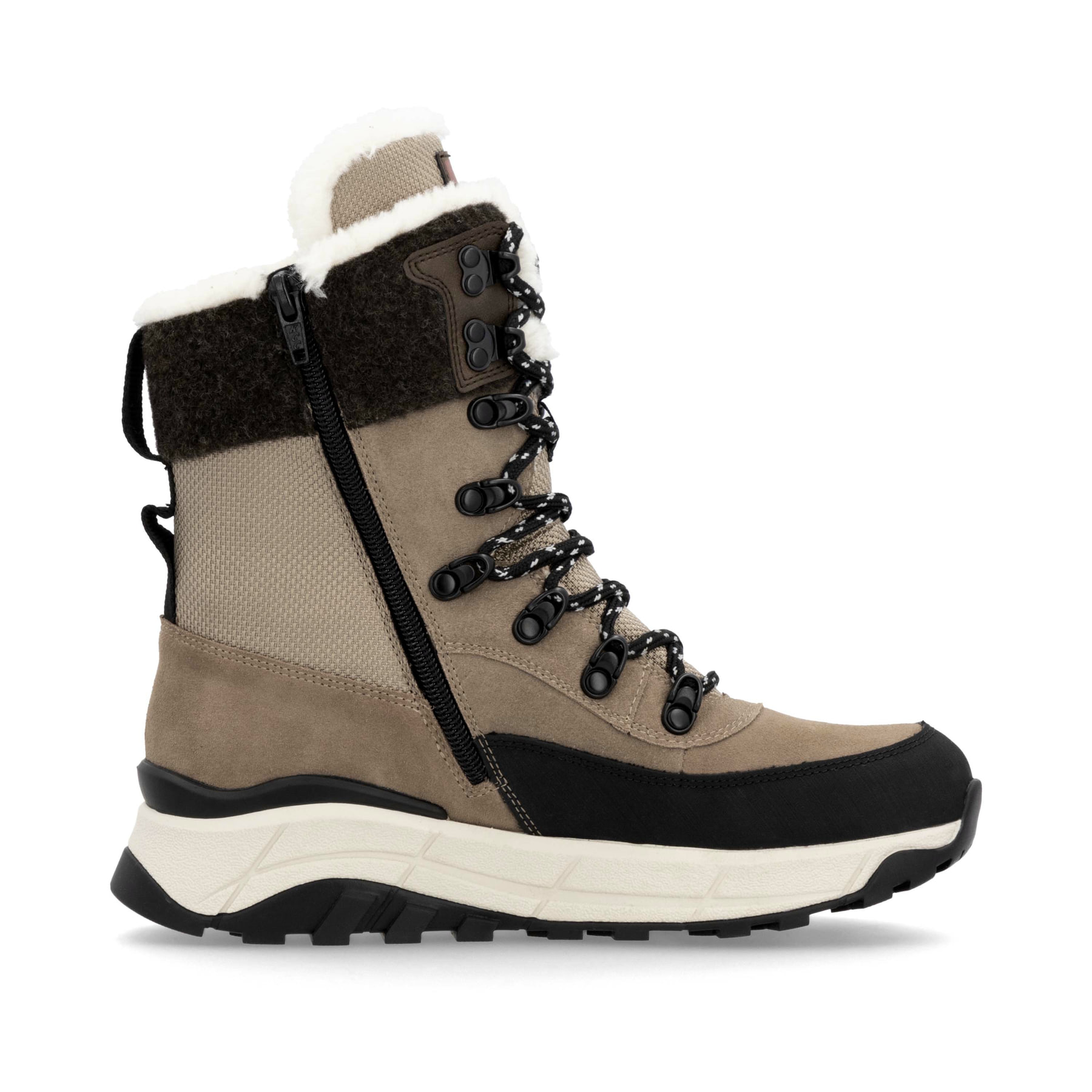 Beige Rieker Damen Schnürstiefel W0066-64 mit wasserabweisender TEX-Membran. Schuh Innenseite.