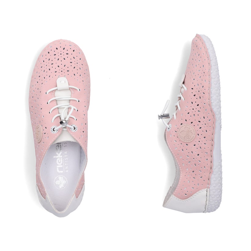 Rosane Rieker Damen Slipper 43656-31 aus Glattleder, Barfußschuhe. Schuh von oben, liegend.