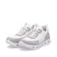 Weiße vegane Rieker Damen Sneaker Low M6067-30 mit einem Gummizug. Schuhpaar seitlich schräg.