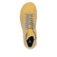 Ockerfarbene Rieker Damen Schnürstiefel 57501-68 mit modernen Ziernähten. Schuh von oben.