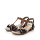 Blaue Rieker Riemchensandaletten 63499-14 mit einem Klettverschluss. Schuhpaar seitlich schräg.