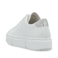 Weiße Rieker Damen Sneaker Low N59W1-80 mit einer Schnürung. Schuh von hinten.