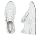 Weiße Rieker Damen Sneaker Low N4322-80 mit Reißverschluss sowie Komfortweite G. Schuh von oben, liegend.