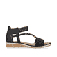 Nachtschwarze Rieker Keilsandaletten V3695-00 mit einem Klettverschluss. Schuh Innenseite.