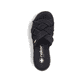 Nachtschwarze Rieker Damen Pantoletten V1008-00 mit geflochtenem Riemen. Schuh von oben.
