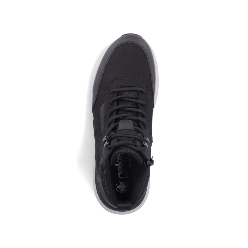 Schwarze Rieker Herren Schnürstiefel 06030-01 aus Rauleder. Schuh von oben.