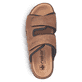 Braune Rieker Herren Pantoletten 25559-25 mit einem Klettverschluss. Schuh von oben.