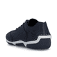 Blaue Rieker Damen Schnürschuhe 55901-14 aus Glattleder mit modernen Ziernähten. Schuh von hinten.