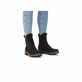 Schwarze Rieker Damen Chelsea Boots Z5076-00 mit Fellschaftrand. Schuh am Fuß.