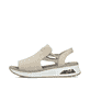 Beige vegane Rieker Keilsandaletten 65661-60 mit Rieker Air Sohlenfenster. Schuh Außenseite.