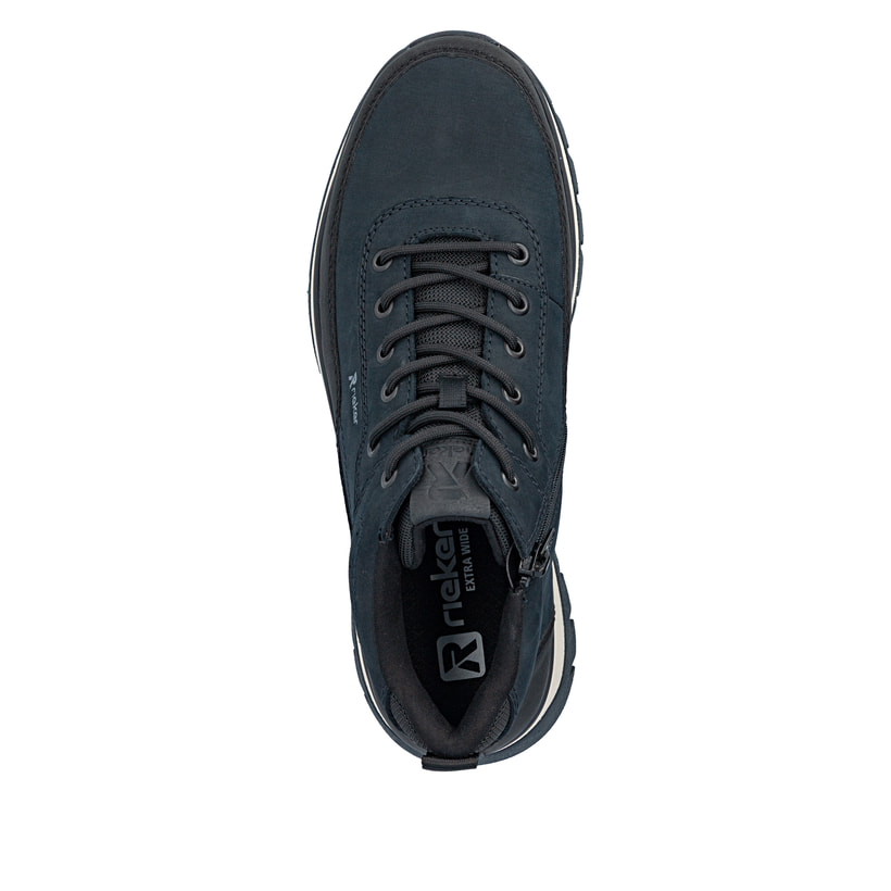 Dunkelblau-schwarze Rieker Herren Sneaker High B9303-14 aus Rauleder. Schuh von oben.