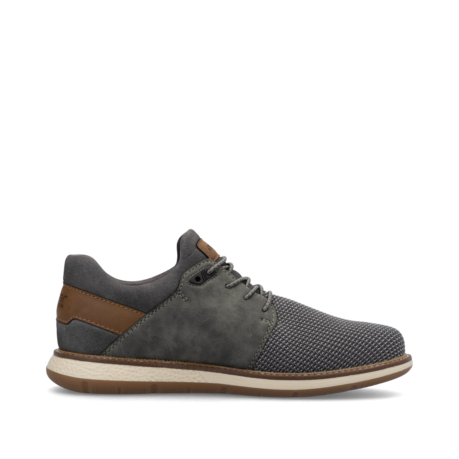 Graue Rieker Herren Slipper 04452-42 mit einem Gummizug sowie Komfortweite G 1/2. Schuh Innenseite.