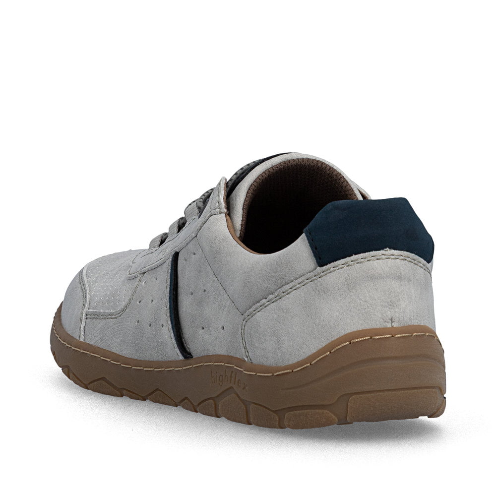 Mocassins Rieker gris pour homme 08351-40 avec bande élastique. Chaussure vue de l'arrière.