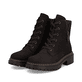 Dunkelbraune Rieker Damen Biker Boots 72617-25 mit Deko-Reißverschluss. Schuhpaar seitlich schräg.