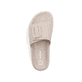 Beige Rieker Damen Pantoletten V5650-62 mit trendiger Schnalle. Schuh von oben.