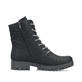 Asphaltschwarze Rieker Damen Biker Boots 78520-00 mit Schnürung und Reißverschluss. Schuh Innenseite
