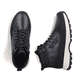 Schwarze Rieker Herren Schnürstiefel U1674-00 aus Glattleder. Schuh von oben, liegend.