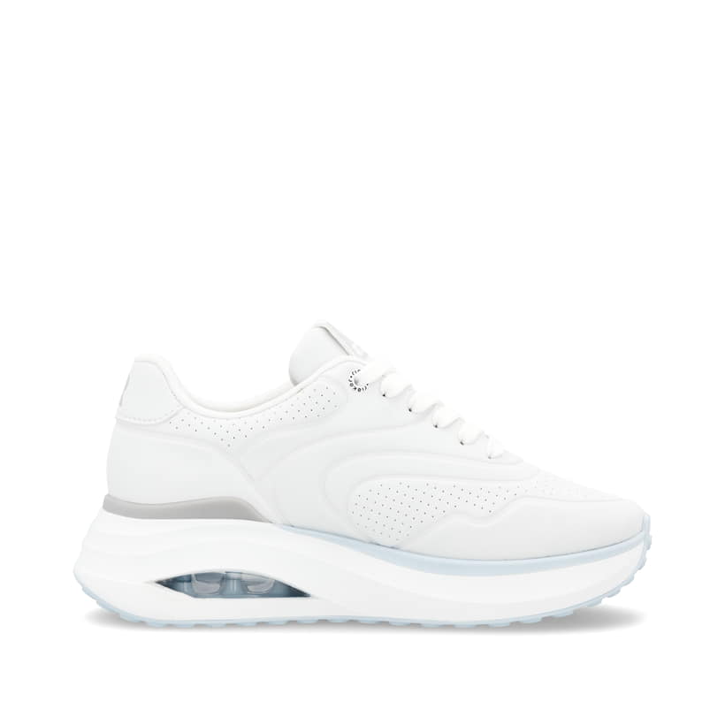 Weiße vegane Rieker Damen Sneaker Low W2700-80 mit einer Schnürung. Schuh Innenseite.