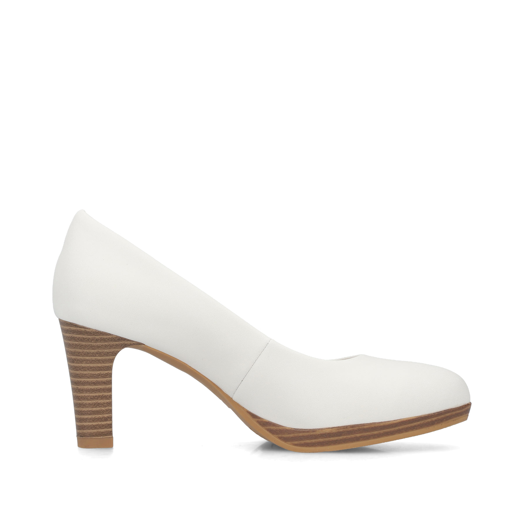 Weiße Rieker Pumps 41560-81 aus Glattleder mit einer griffigen Sohle. Schuh Innenseite.