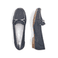 Blaue Rieker Damen Loafer 40065-15 mit der schmalen Passform E 1/2. Schuh von oben, liegend.