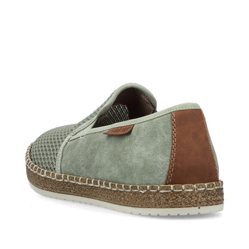 Chaussons Rieker verts pour homme B5265-52 avec bande élastique. Chaussure vue de l'arrière.