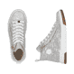 Graue Rieker Damen Sneaker High N3945-40 in Löcheroptik mit einem Reißverschluss. Schuh von oben, liegend.