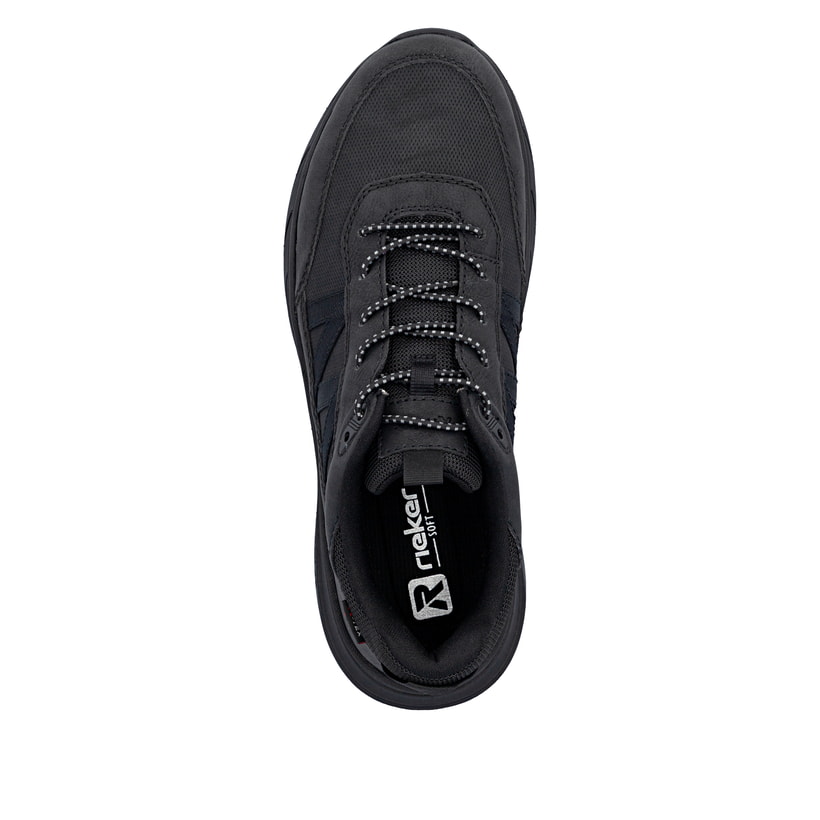 Mocassins Rieker noirs hommes 06155-00 avec membrane RiekerTEX hydrofuge. Chaussure vue de dessus.