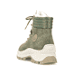 
Laubgrüne Rieker Damen Schnürstiefel X9334-54 mit Schnürung und Reißverschluss. Schuh von hinten