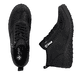 Schwarze Rieker Damen Schnürstiefel 59541-00 mit einem Reißverschluss. Schuh von oben, liegend.