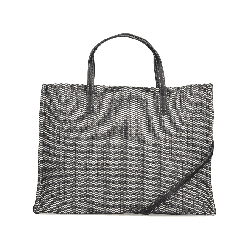 Sac à main Rieker H1074-92 noir avec fermeture éclair et bandoulière amovible et ajustable. Côté gauche.