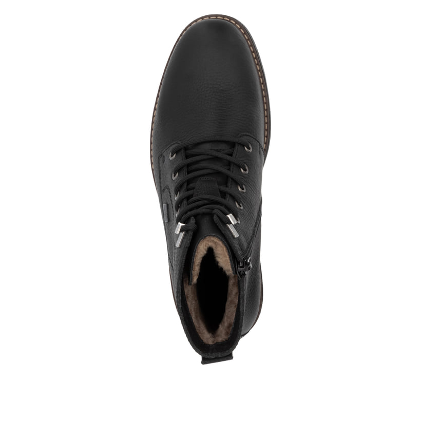 Schwarze Rieker Herren Schnürstiefel 33121-00 mit wasserabweisender TEX-Membran. Schuh Laufsohle.