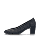 Blaue Rieker Pumps 41057-14 mit Gummizug sowie einer extra weichen Decksohle. Schuh Außenseite.
