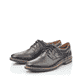 Schwarze Rieker Herren Schnürschuhe 13500-00 mit modernen Ziernähten. Schuhpaar seitlich schräg.