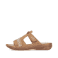 Braune Rieker Damen Pantoletten V2850-24 mit modischen Flechtelementen. Schuh Außenseite.