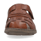 Braune Rieker Herren Pantoletten 22087-24 mit einem Klettverschluss. Schuh von vorne.