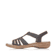 Schwarze Rieker Damen Riemchensandalen 62831-00 mit einem Elastikeinsatz. Schuh Außenseite.