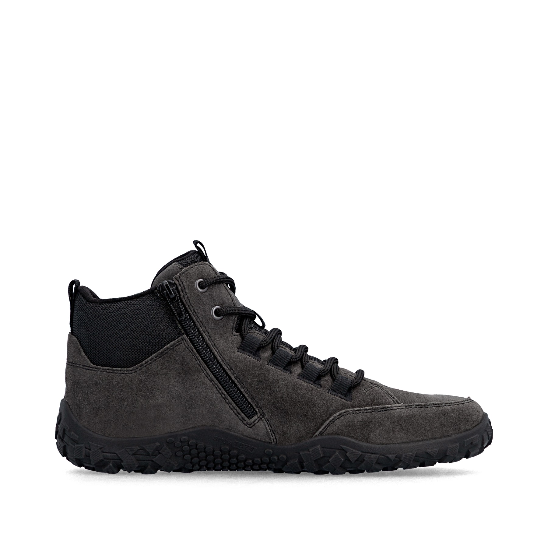 Dunkelgraue Rieker Herren Schnürstiefel 08102-45 aus Rauleder. Schuh Innenseite.