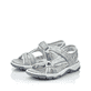 Blaue Rieker Damen Trekkingsandalen 68879-12 mit einem Klettverschluss. Schuhpaar seitlich schräg.