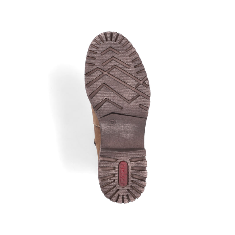 Braune Rieker Damen Chelsea Boots Y7660-24 mit einem Reißverschluss. Schuh Laufsohle.