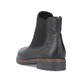 
Nachtschwarze Rieker Damen Chelsea Boots 75170-00 mit einer schockabsorbierenden Sohle. Schuh von hinten