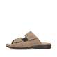 Champagnerfarbene Rieker Herren Pantoletten 25594-25 mit einem Klettverschluss. Schuh Außenseite.